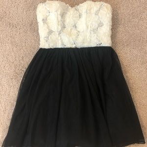 Strapless Blank and White Mini Dress